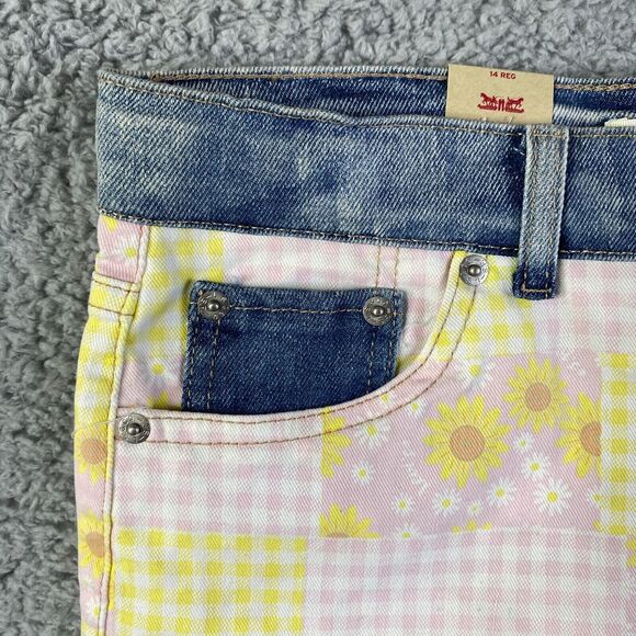 Levi Girlfriend Shorts Girls Size 14 Reg Multi Color Patch NWT - NEW - Picture 2 of 13